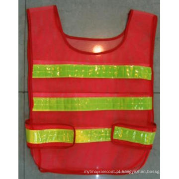 Poliéster Tráfego Vest com Reflexivo Strip